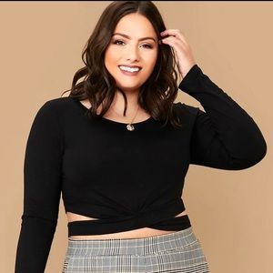Crisscross Hem solid crop tee
